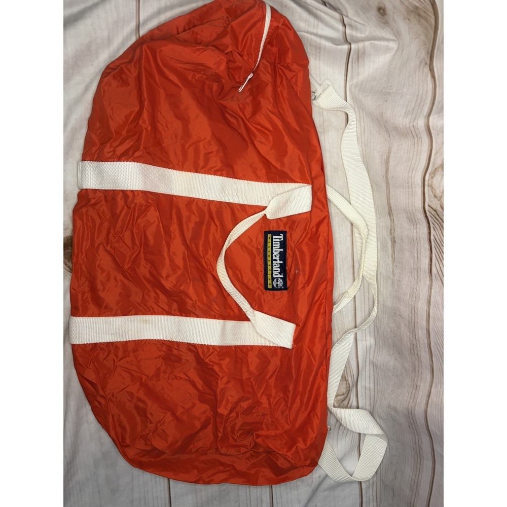 Vintage Timberland Weathergear Red Nylon Duffel Bag Packable Gym Travel